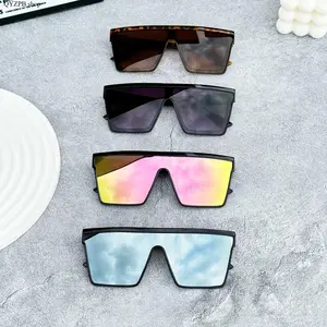 4PCS Polarized Sunglasses Set for Men & Women, Oversized Punk Shield Style, UV Protection Outdoor Sports Glasses, Night Vision Yellow Lens for Driving, Cycling, Golf, Festival Fashion Eyewear