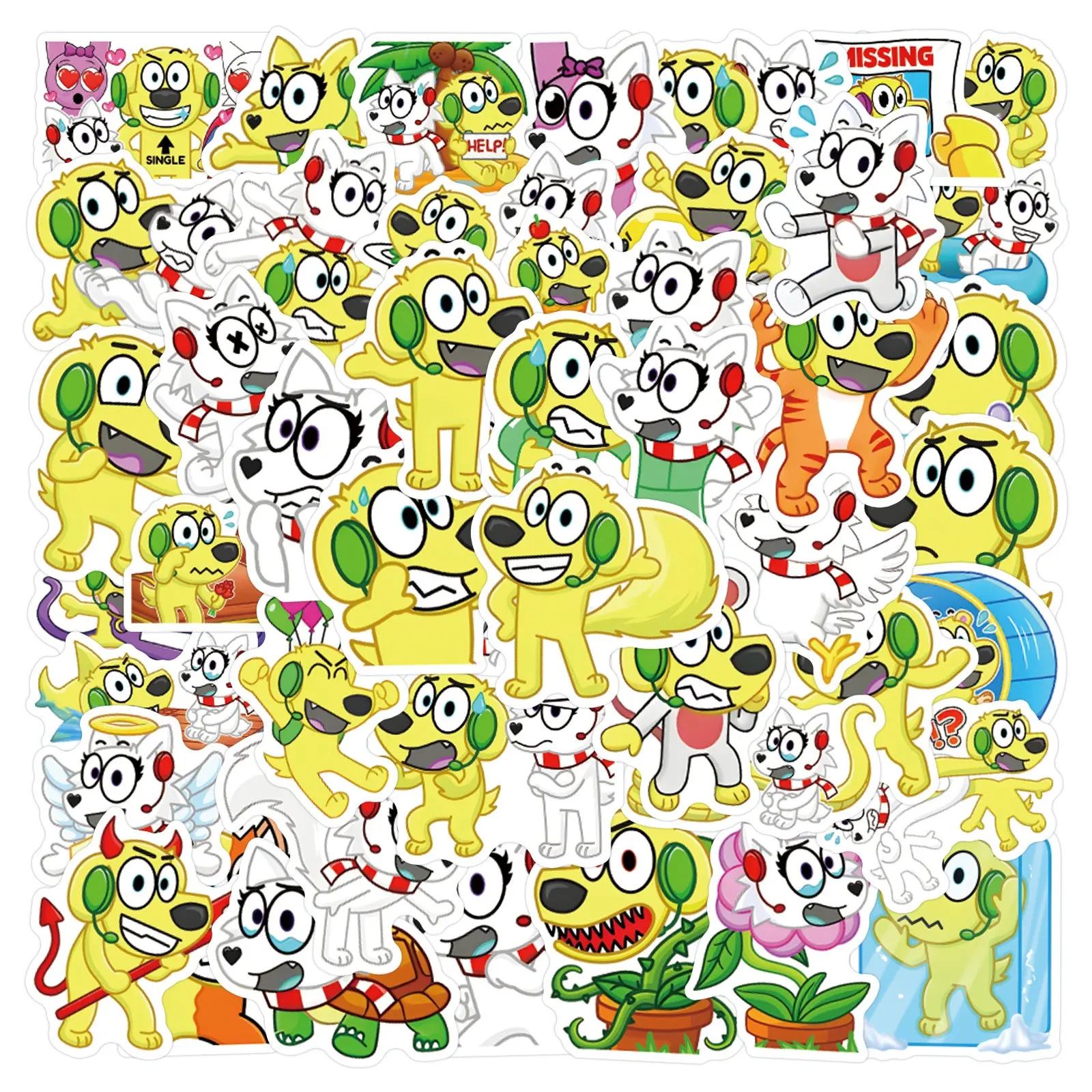 54pcs American Esports Commentary Snowi & Tyler Cartoon Graffiti Stickers, Waterproof Luggage Cup Decals, Fun Decorative Stickers