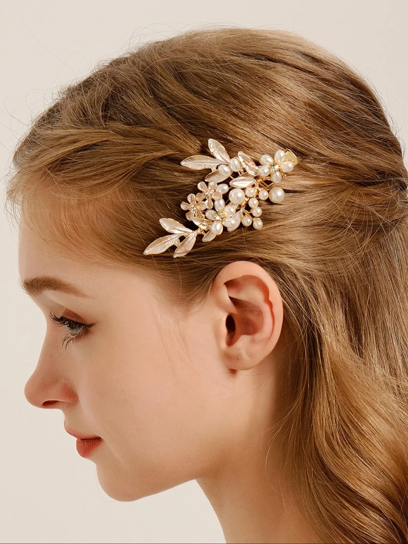 Flower Design Hair Clip, Elegant Rhinestone Decorated Hair Accessories for Wedding Bridal, Fashion Hair Accessories for Party, Daily Clothing Decor