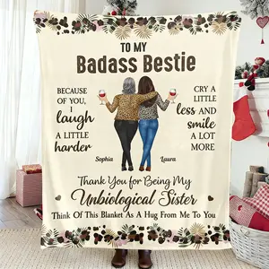Personalized Best Friends Plush Blanket, Custom Name Cozy Throw for BFFs, Cute Friendship Gift for Sisters & Besties, Soft Fleece Keepsake Blanket