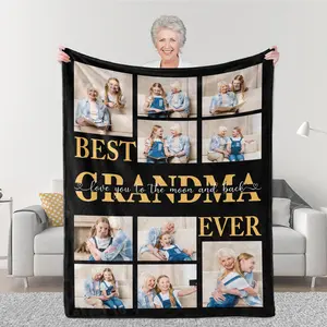Best Grandma Ever Gifts, Custom Grandma Blanket, Birthday Gifts for Grandma from Granddaughter Grandson, Personalized Blanket Gift Idea for Grandma