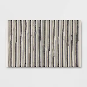2'6"x4' Handloom Striped Woven Accent Rug Black/Gray - Room Essentials
