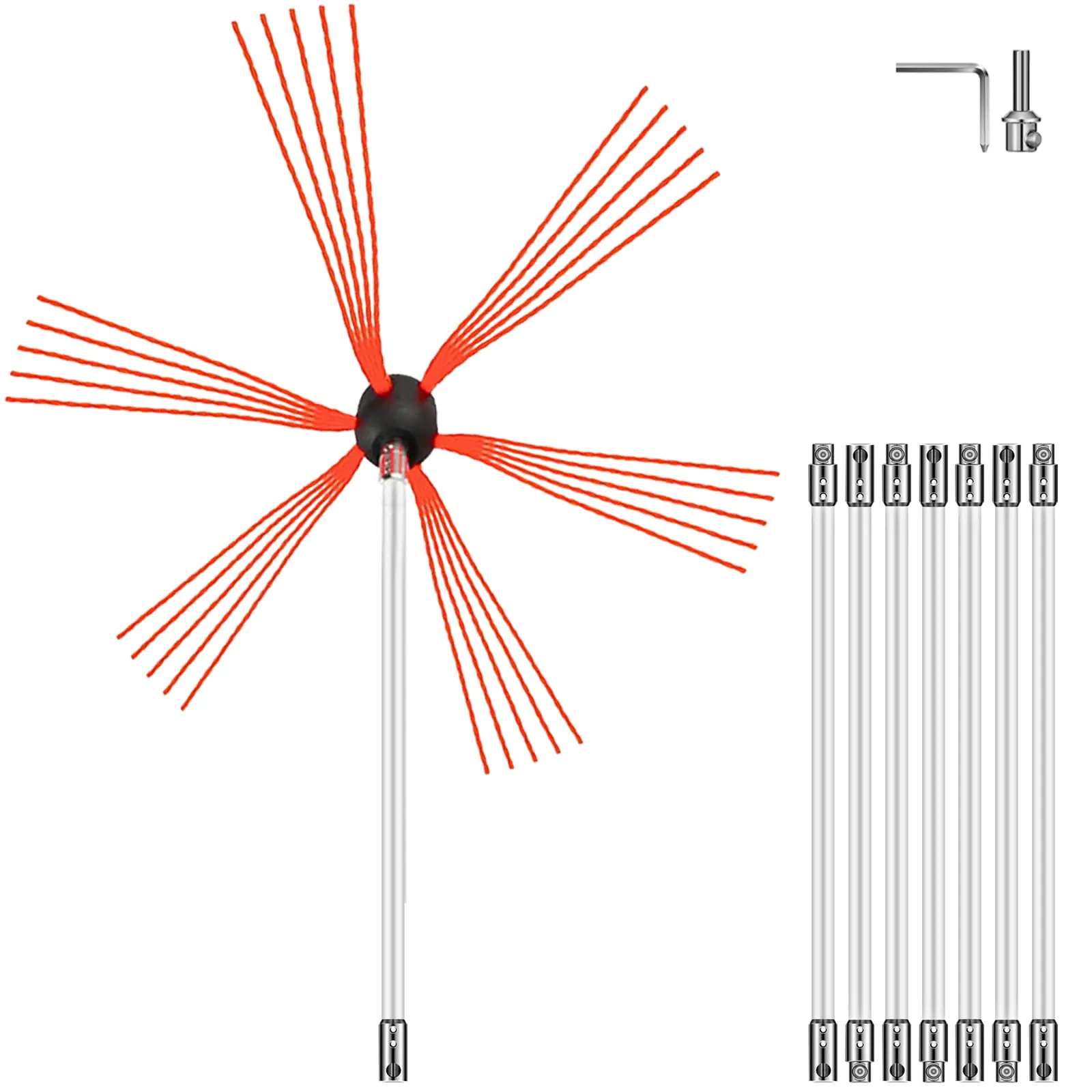 【summerfinds】VEVOR Chimney Sweep Kit 26FT, Chimney Brush 315 Inch Chimney Brush Rod Kit 8 Rods with Nylon Flexible Rods .