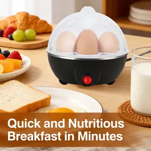 Single Layer Mini Egg Steamer, 7 Eggs Capacity, 304 Stainless Steel Heating Plate, Auto Shut Off Anti-Dry, with Measuring Cup for Precise Egg Doneness Control, Multi-Function for Omelets, Dumplings, Vegetables, Ideal for Home Dorm Office