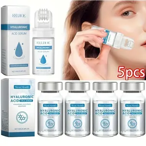 Hyaluronic Acid Facial Serum Set - 5pcs Instant Smooth Light Beige Serum Roller with Collagen & Elastin for Skin Repair and Moisturizing