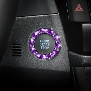 Sparkling Diamond Crystal Car Start Button Cover - Fit, Easy Install, Cute Interior Accessory for Women