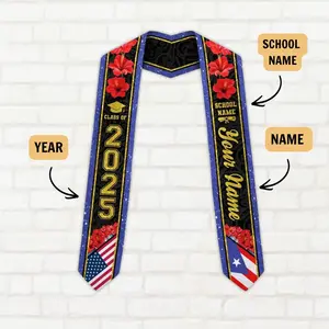 Customized Puerto Ricans Flag Graduation Sash 2026, Puerto Rico Graduation Stole, Graduation Gift
