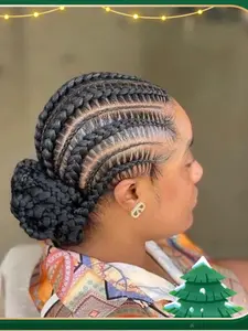 Elegant low ponytail braided lace wig women's updo hairstyle, lace synthetic headband, low temperature synthetic hair, natural look, easy to use, versatile and stylish, the wig makes your look more lively, Box Braided Wig