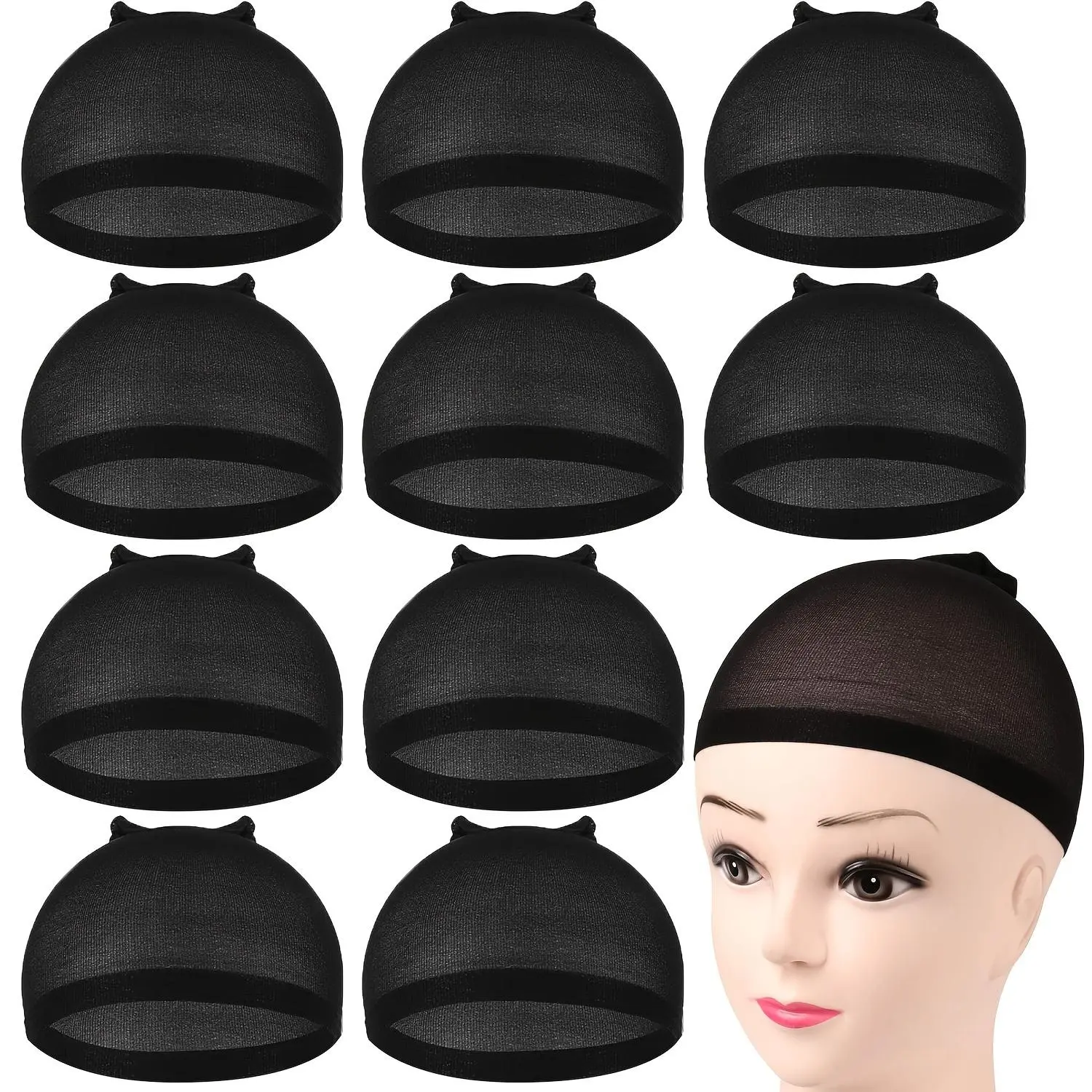 Wig Cap, 10pcs/set Breathable & Comfortable Elastic Wig Cap, Women's Stretch Nylon Wig Cap, Heatless Styling Tool for Women, Hair Weft Extensions