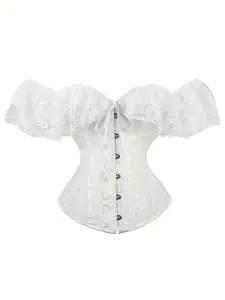 Women's Floral Jacquard Bone Fishbone Corset Structure Shapewear Tube Top, Retro Fashionable Tummy Control Shaper, Women's Shapewear for All Seasons, Corset Tops, Vintage Corset Tops