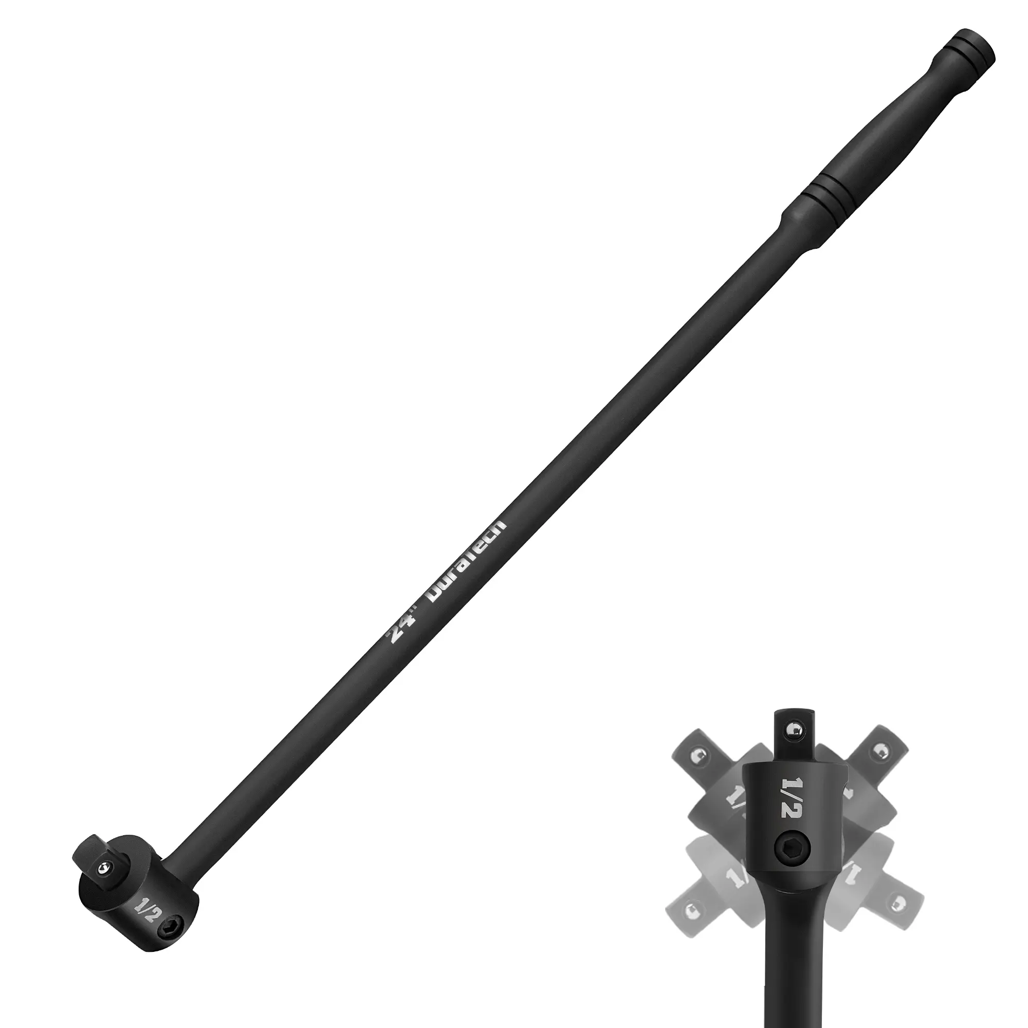 #backtoschool DURATECH Breaker Bar, 1/2'' Drive 24-Inch Breaker Bars Heavy Duty, with 240° Flex Head, Spring-loaded Detent Ball, CR-MO Head, Premium Black Phosphate Finish