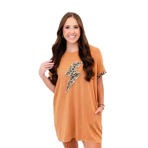 Lightning Leopard Pocketed T-Shirt Dress