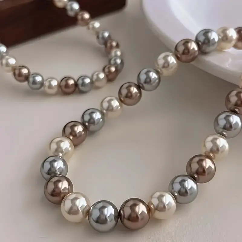 Elegant 8mm Freshwater Pearl Necklace - Versatile Design for Daily Wear & Parties, Ideal for Valentine's Gift, All-Season Accessory, Magnetic Charms colorful zirconia metal coating charm necklace  funky,luxury jewelry