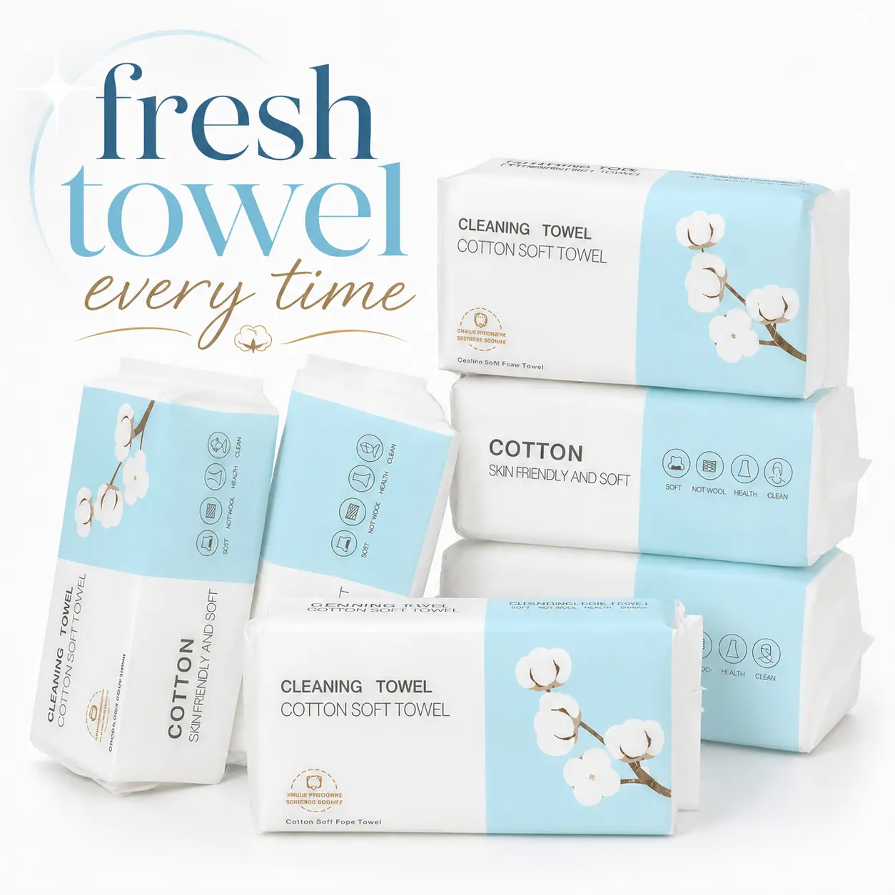 Disposable 100% Cotton Face Towels - Plant Fiber Dry Wipes, At-Home Facial Skin Care Tools, Gentle Cleanse Cosmetology Supplies, Face Cleaner for Makeup Removal, Biodegradable Bathroom Home Packs for Sensitive Skin