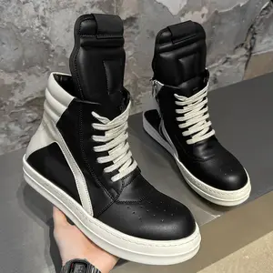 Men's 2-Toned High-Top Sneakers, Chunky Sole Footwear - High-Tops Casual Trainers, Walking Shoes, Shoe for Commute & Daily Wear