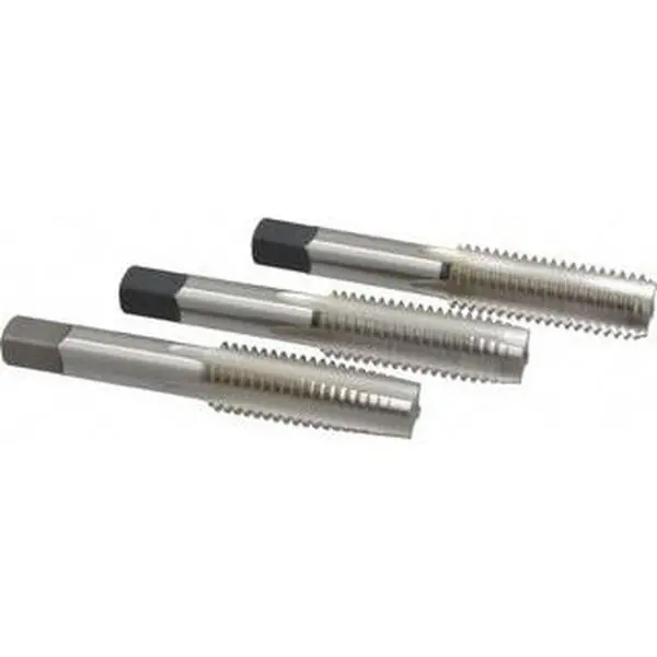 Cleveland 3-Pieces High Speed Steel Right-Hand Twist Drill Tap Set - 5/8-11 UNC, 4-Flute, Thread Cutting, Bottoming Plug & Taper Taps, Bright Finish, 3.813" OAL, C54782