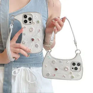Ethereal Gemstone Aura Handbag for iPhone Case for iPhone 17 Pro Max 17 Air 15 14 13 Peo Max, 3D Cute Luxury Bling Diamond Crystal Rhinestone Handbag Phone Case outdoorfun