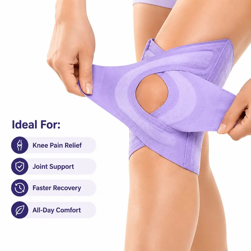 TYGLOBAL Premium Silicone Knee Brace - Stretchable Supportive Leg & Foot Supports, Adjustable Strap Wrap, Soothing Joint Care Recovery Aid for Stability, Pain Relief, Daily Comfort