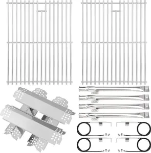 Grill Replacement Parts for Nexgrill 4 Burner 720-0830H 720-0830D 720-0783C 720-0783E 720-0958A, Stainless Steel Grill Grate Heat Shield Igniters and Burner Parts Kit for Nexgrill 4&5-Burner Gas Grill