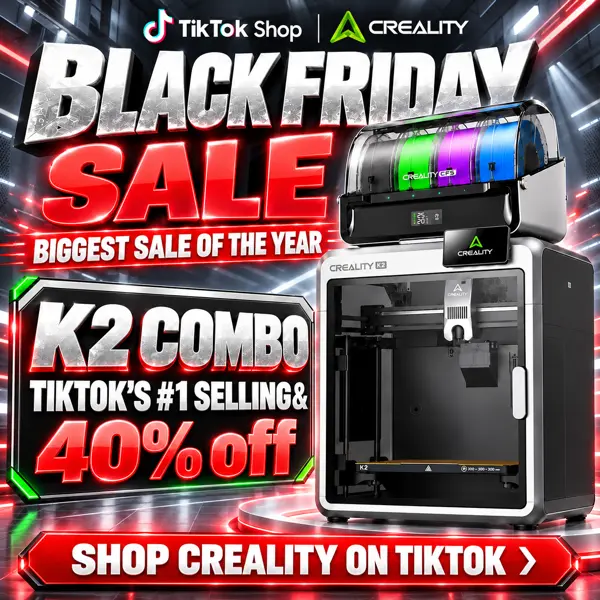 Creality K2/K2 Combo 3D Printer - 3d printers with CFS Multicolor Printing, 600mm/s Speed, 95% Pre-Assembled, Smart AI Camera, Auto Leveling, Next-Gen Direct Drive Extruder, 260×260×260mm Build Volume, for Precision Printing & Crafting, Techvibes