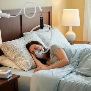 1Pcs CPAP Hose Holder,Hose Hanger Hangable Avoid Tangling and Prevent Blockage, Adjustable Height, Rotatable Holder, CPAP Accessories Supplies for Bedside & Sleep, with C Clamp Base