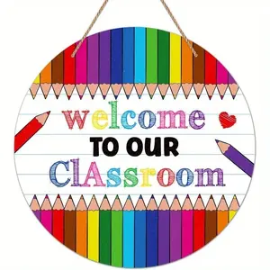 Classroom Welcome Sign, Decorative Door Hanger, Back-To-School Flower Ring, Bulletin Board Decoration, Teacher Supplies