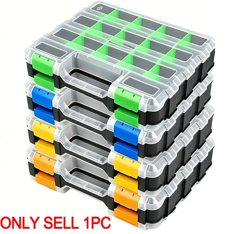 Multiple Color Options, 34 Compartment Dual-Sided Parts Box, Tool Organizer, Tool Boxes, Detachable Dividers, Ideal for Screws, Bolts, Nails, Beads, Jewelry Storage, Plastic Tool Box