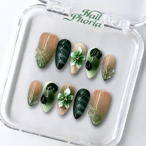 NailPhoria TAURUS BLOOM - Handmade Press-On Nails | Reusable, Salon-Quality, Long-Lasting, Glossy Design