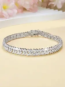 Zero Snagging  Anti-Pinch rhodium -Plated Waterproof Unisex 5A+ Zirconia Copper Man Woman fishbone tennis  Bracelet