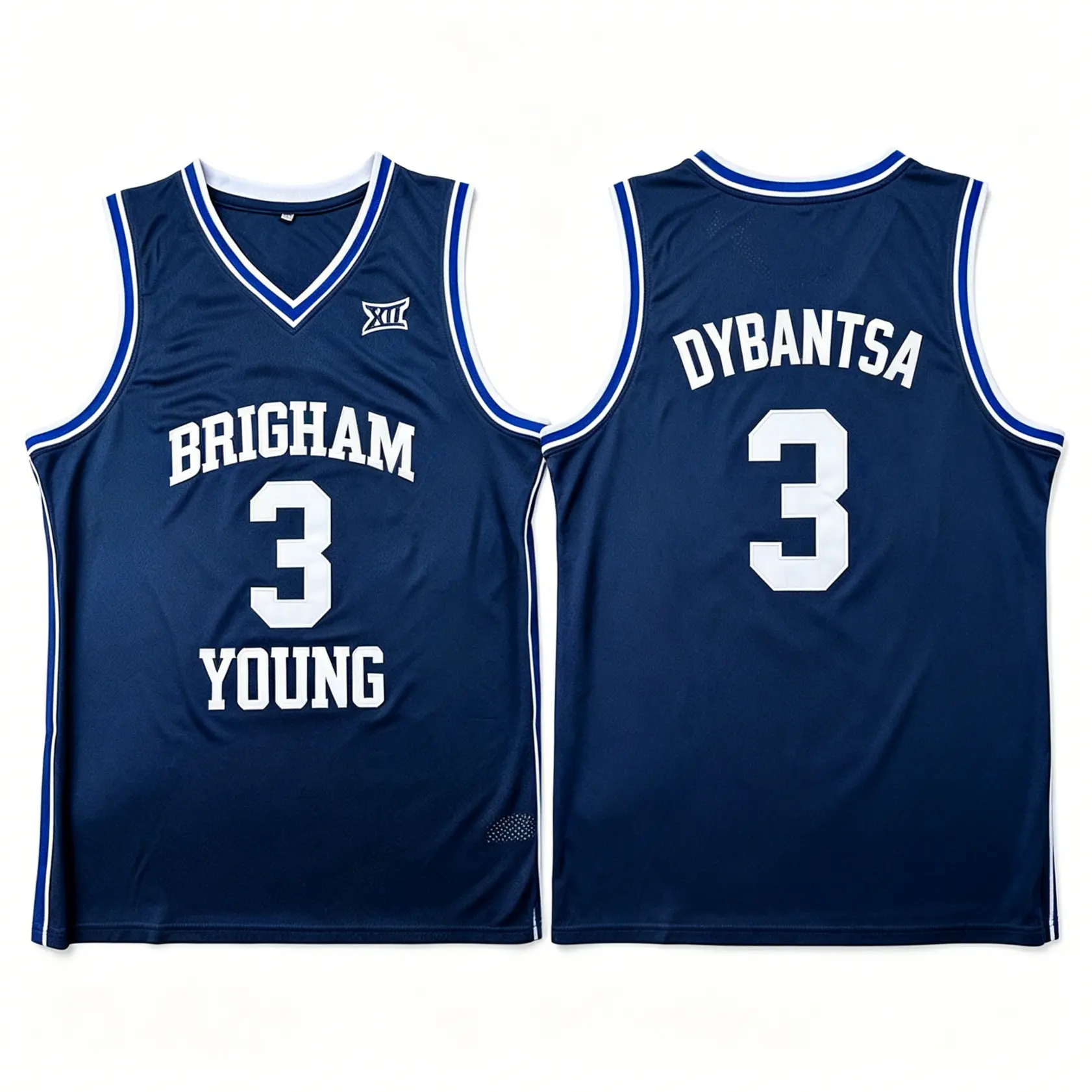 Men's Retro College Basketball Jersey, Breathable Mesh Sleeveless Top with V-Neck Trim and Stitched Number 3 Embroidery, Male Oversized Cut Streetwear, Sporty Chic, Sports Jersey With Bold Number Print, Number Embroidery, Cooling