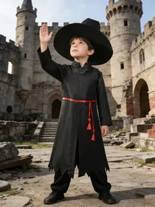 Boys Halloween Costume Set, Devil Group, Includes Vest, Zipper Cardigan, Pants, Hat, Waist Belt, Party Dress-Up