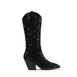 Nashville Nights Embellished Cowgirl Boots - Black
