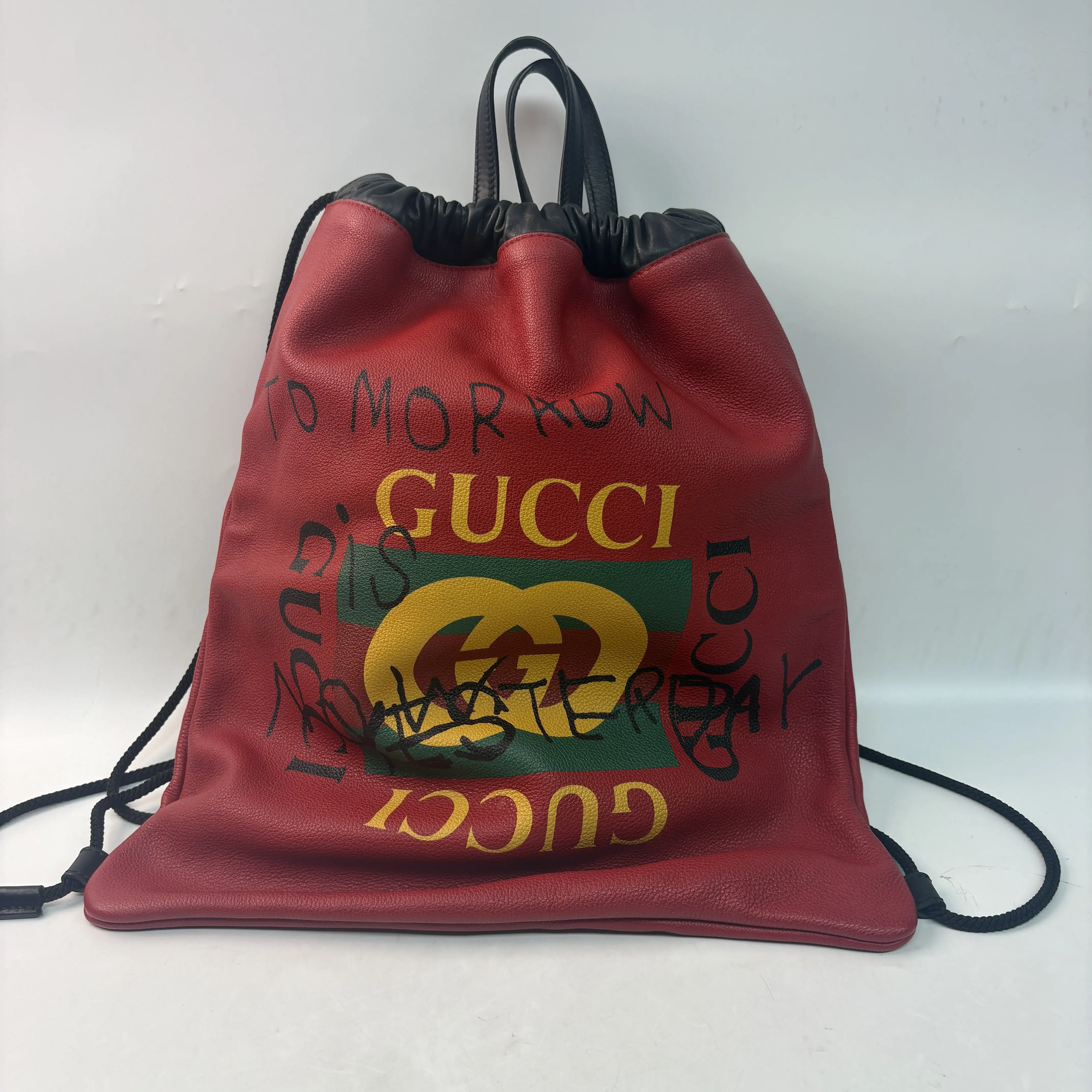 Pre-owned Calfskin Backpacks Gucci Pebbled Backpack Gym Bag (SALES)