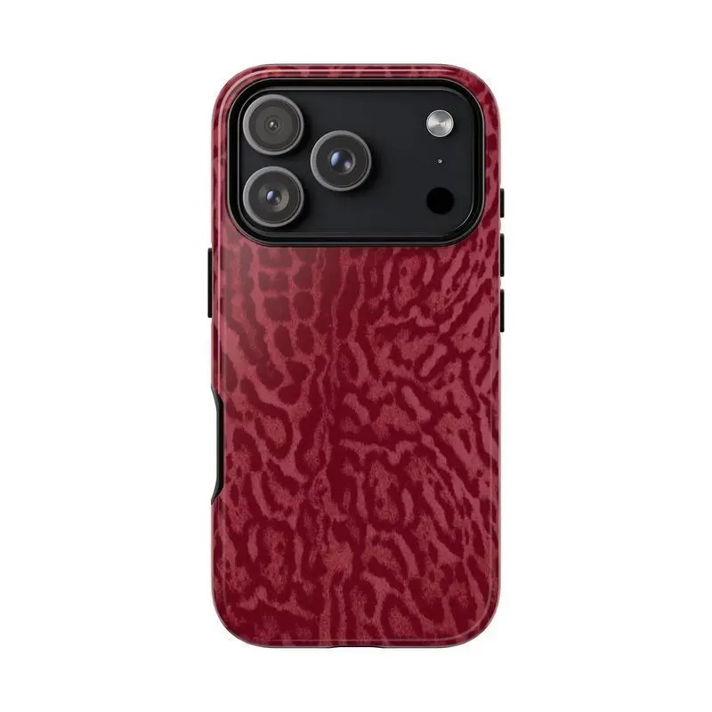 Burgundy leopard print sturdy phone case, fashionable hard dual-layer case offering full protection and shock resistance, suitable for iPhone 17/16/15/14/13/12/11/X/XS/XSMAX/XR/7P/8P, a holiday gift for friends, family, and yourself., Accessories, Rubber,