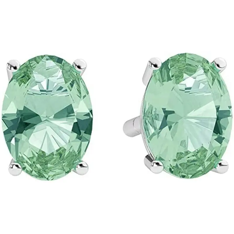 Solid 925 Sterling Silver 2.00ct Genuine Green Amethyst Oval Cut Stud Earrings