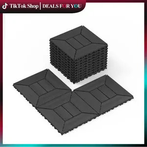 Dark Grey 44 PCS Interlocking Deck Tiles Flooring Tiles 12*12"  - Indoor/Outdoor DIY Patio Flooring,Dark Grey,Brown