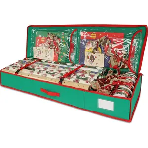 Christmas Wrapping Paper Organizer Storage Bag Containers Interior Pockets 41" Fits Up to 27 Rolls 3/8” Diam Green