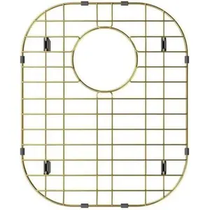 Gold Sink Protector for Sink,16.2"x13" Golden Stainless Sink Grid for Bottom of Sink,Sink Grid with Rear Drain and Strainer,Corner Radius 3-1/2"