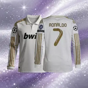 11 12 Home Gold 7# Cristiano Ronaldo Long Sleeve Soccer Jersey Fans Version