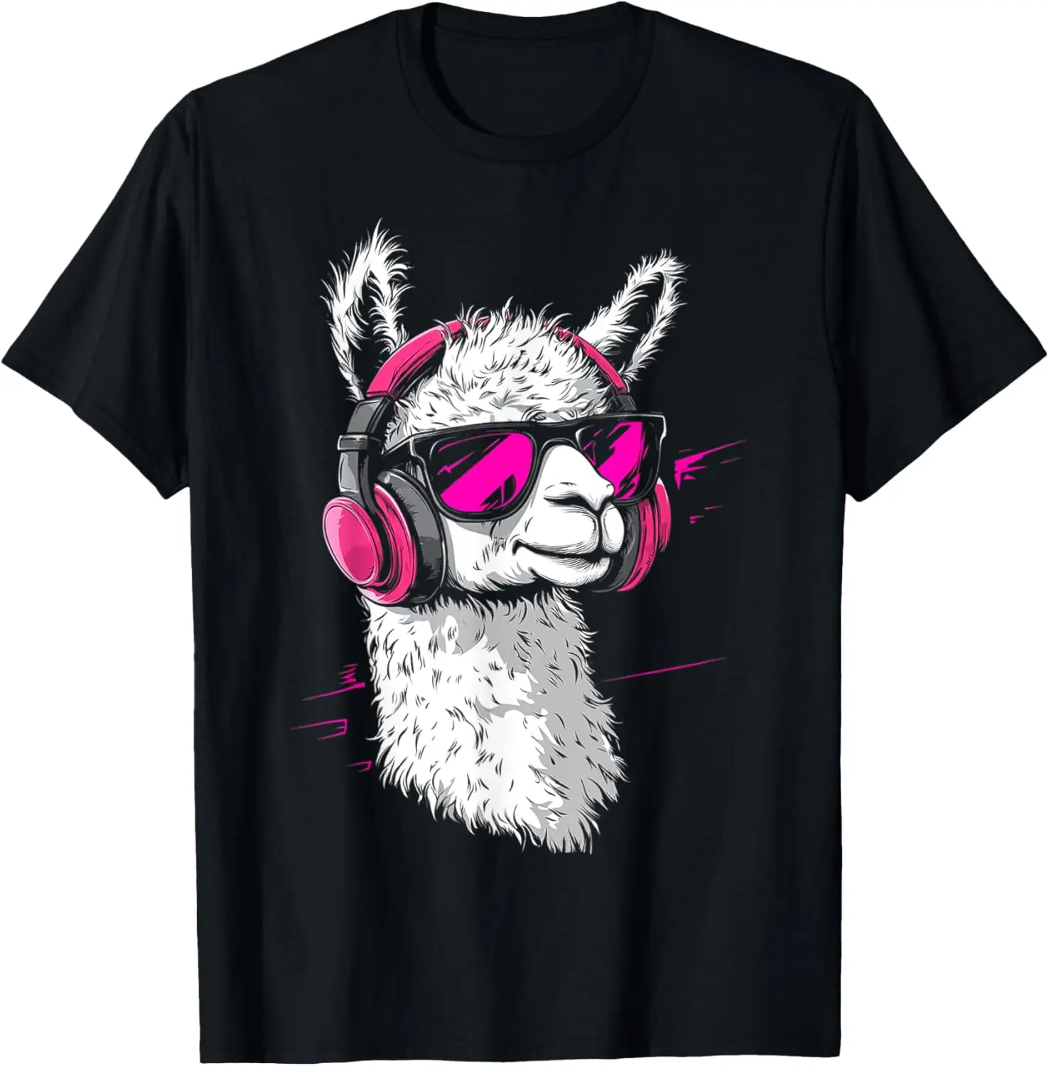 100%cotton Alpaca Animal Graphic Music Headphone Illustration Alpaca T-Shirt