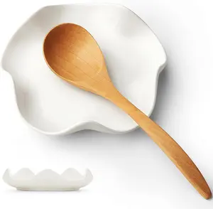 Spoon Rest for Stove Top, 5.3 Inch Ceramic Spoon Holder for Kitchen Counter, Coffee Spoon Holder, Cooking Utensil Rest for Spoons, Ladles, Tong, Heat-Resistant Spoon Rest, Housewarming Gifts