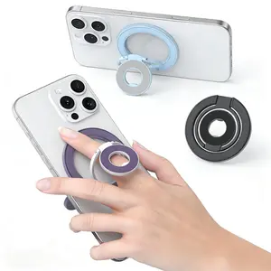 Magnetic Phone Ring Holder & Adjustable Kickstand, Double-Sided Magnet Grip Compatible with iPhone 16 15 14 Series and MagSafe Cases