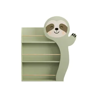 Sloth Kids Bookshelf, Front-Facing Toddler Book Display Rack with 3 Tiers, Cute Animal Design, Wooden Nursery Bookshelf for Playroom, Bedroom & Reading Corner, Safe & Sturdy Storage Organizer