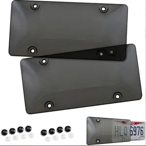 Unbreakable License Plate Covers 2pcs Black Transparent 6x12 UV Resistant Clear Shield for Car & Truck Frames Universal Fit USA Canada Vehicle license plate frames