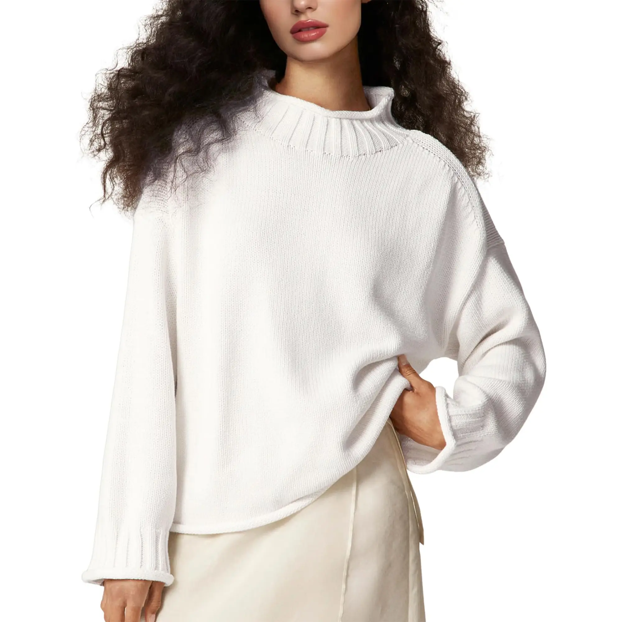 Arssm Womens Oversized Rollneck Sweater Casual Cable Knit Long Sleeve Chunky Pullover Sweater Fall Winter
