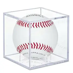 Baseball Display Case - UV Protected Acrylic Clear Baseball Holder for Autographed Baseball Square Cube Baseball Protector. Memorabilia Autograph Display Box for Official Size Baseball.