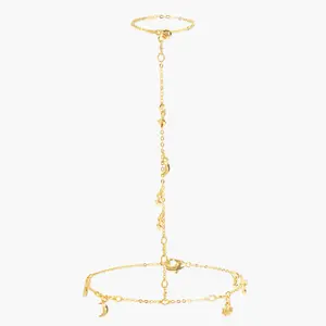 en route Lyra Hand Chain Bracelet, Boho Coin-Inspired Piece with Dainty Beads, Chic Summer Accessory Perfect for Layering or Festival Looks