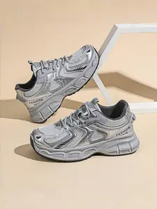 Women's Silver Platform Sports Shoes | CloudComfort Technology | Versatile Casual Wear