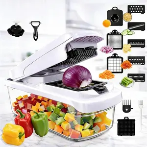 15-in-1 Mandoline Slicer, Multifunctional Vegetable Chopper – Kitchen Gadget for Potato, Onion & Vegetable Cutting, Adjustable Spiralizer & Grater Set