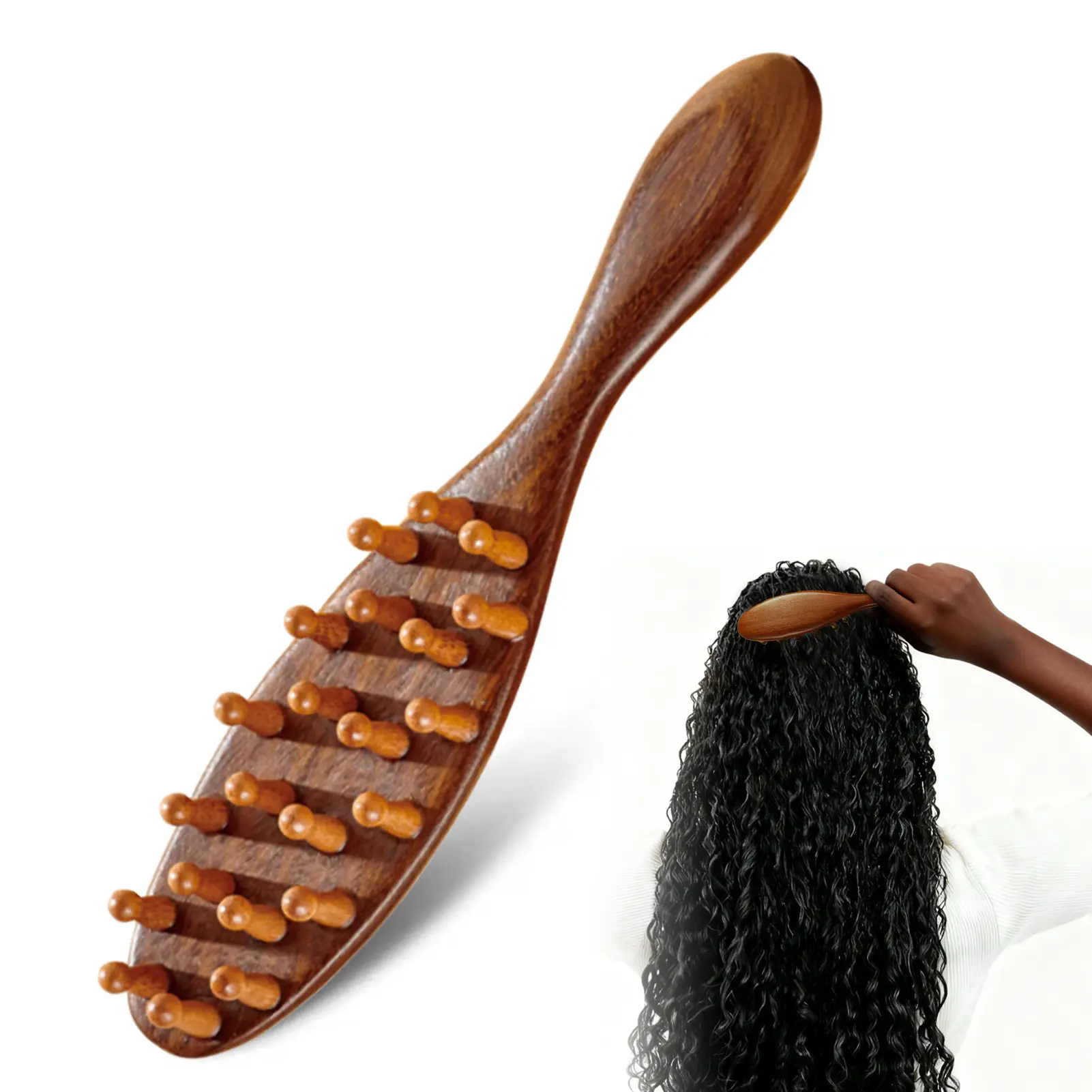 Natural Wooden Loc Brush for Microlocs & Sisterlocs - Anti-Tangle Hair Brushes & Combs, Scalp Massager for Relaxation, Lightweight Normal Hair Tool,back to school,back to school haul, Easy To Hold For Quick Scalp Care